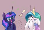  2015 blue_eyes clapping crown duo equine female friendship_is_magic horn mammal my_little_pony princess_celestia_(mlp) princess_luna_(mlp) purple_eyes scroll sibling sisters sparkles tears underpable winged_unicorn wings 