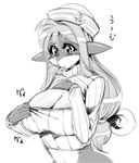  amakuchi anthro big_breasts breasts cetacean cleavage clothed clothing dolphin female hair huge_breasts kemono long_hair mammal marine monochrome sailor solo 