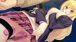  1girl blonde_hair blush discreet_vibrator female game_cg karatabe long_hair long_sleeves natsuki_rino no_panties open_mouth oshioki_namaiki_gal pachi_pachi_soft peeing peeing_self pleated_skirt school_uniform skirt solo solo_focus vibrator 