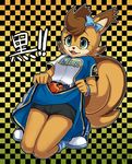  anthro ball baseball_(ball) bow clothed clothing female fruit hokkaido_nippon-ham_fighters mammal mascot polly_polaris rodent shiranami skirt spats squirrel underwear 