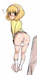  anal anal_object_insertion ass blonde_hair blush ez6 hairband kise_yayoi looking_back mirror object_insertion panties panty_pull pleated_skirt precure pussy school_uniform short_hair skirt smile_precure! solo underwear white_hairband yellow_eyes 