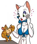  &lt;3 abs anthro biceps big_muscles blush bra breasts cat clothing collar feline female flexing green_eyes growth half-closed_eyes hyper hyper_muscles jerry mammal muscle_growth muscular muscular_female pose redsilver ribbons the_ritualist tom_and_jerry toodles_galore underwear 