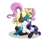  2015 anus backsack balls blue_eyes butt clothing cutie_mark deep_throat dickgirl dickgirl/female dock duo equine eyeshadow feathered_wings feathers female feral fluttershy_(mlp) friendship_is_magic fur hair intersex intersex/female legwear long_hair makeup mammal my_little_pony neck_bulge oral pegasus pink_hair purple_hair rarity_(mlp) sapsan sex simple_background striped_legwear stripes tongue tongue_out white_background white_fur wings yellow_fur 