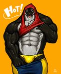  2015 abs anthro biceps big_muscles bulge cetacean clothed clothing english_text grin half-dressed hoodie looking_at_viewer male mammal marine muscular muscular_male open_mouth orca pecs plain_white simple_background smile speedo swimsuit teeth text toned tongue undressing whale 