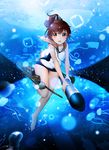  brown_eyes brown_hair highres i-401_(kantai_collection) kantai_collection looking_at_viewer open_mouth ponytail school_swimsuit solo swimsuit underwater yamano_(yamanoh) 