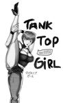  1girl breasts cameltoe female huge_breasts kicking_thighs large_breasts leg_hold leg_hug leg_up legs long_legs muscle one-punch_man onepunch_man pants pose solo stretch stretching tank_top tank_top_girl_(onepunch_man) tanktop_girl the_golden_smurf thick_thighs toned wide_hips 