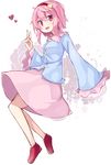  hairband heart komeiji_satori long_sleeves ominaeshi_(takenoko) open_mouth pink_eyes pink_hair pink_skirt shirt skirt smile solo touhou wide_sleeves 