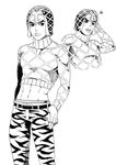  animal_print argyle argyle_sweater chounorin greyscale guido_mista hat heart highres jojo_no_kimyou_na_bouken midriff monochrome sweater tiger_print 