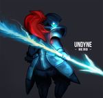  armor english_text female melee_weapon polearm solo spear text undertale undyne unknown_artist weapon 