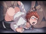  ahegao anal ass bar_censor blue_eyes censored chains danganronpa danganronpa_1 drooling earrings facial_hair goatee head_out_of_frame jewelry kuwata_leon male_focus multiple_boys pants_down penis piercing red_hair ring safety_pin shia_(lv43) solo_focus threesome tongue tongue_out tongue_piercing top-down_bottom-up yaoi 