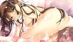  1boy 1girl 69 artist_request blush breasts brown_hair censored character_request cunnilingus game_cg green_eyes long_hair nipples nude oral soap source_request twintails wet 