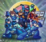  arm_cannon helmet highres hoshikawa_subaru_(rockman) ian_dimas_de_almeida multiple_boys odd_one_out parody pose ressha_sentai_toqger robot rock_volnutt rockman rockman_(character) rockman_(classic) rockman_dash rockman_exe rockman_exe_(character) rockman_x rockman_zero ryuusei_no_rockman signature sparkle warrock weapon x_(rockman) zero_(rockman) 