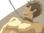  1boy abs chains collar cum cum_on_body facial kougami_shin&#039;ya kougami_shin'ya leash male_focus muscle nipples pecs psycho-pass toroi upper_body 