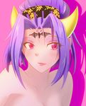  1girl bat_(symbol) digimon digimon_xros_wars facial_mark horns lilithmon purple_hair seven_great_demon_lords solo 