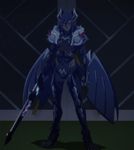  demon_wings highres horns leohart purple_hair screencap shinmai_maou_no_testament solo sword weapon wings 