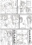  absurdres chopsticks comic food fried_chicken fruit fusou_(kantai_collection) greyscale highres ice_cream_cone kantai_collection kyousaru lemon lemon_slice monochrome multiple_girls obentou table translated yamashiro_(kantai_collection) 