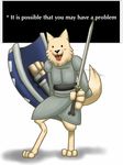  blush canine dog lesser_dog mammal megustalikey melee_weapon sword tongue tongue_out undertale weapon 
