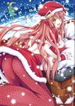  :d absurdres artist_request capelet chimney fang fingerless_gloves fur_trim gloves hair_ornament hairclip hat highres jpeg_artifacts lamia long_hair miia_(monster_musume) monster_girl monster_musume_no_iru_nichijou open_mouth pointy_ears red_hair santa_costume santa_hat scales slit_pupils smile snowing snowman solo very_long_hair yellow_eyes 
