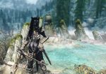  2015 3d anthro apalmemnom armor canine clothed clothing female fur hair mammal melee_weapon outside pose shoral skyrim solo sword the_elder_scrolls video_games weapon wolf 