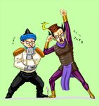  c-7_(assate) ginyu_force_pose hat jojo_no_kimyou_na_bouken kenny_g multiple_boys nukesaku simple_background stardust_crusaders 