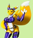  blue_eyes breasts clothing dark-moltres digimon looking_at_viewer open_mouth pussy renamon tongue tongue_out 