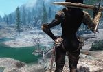  2015 3d anthro apalmemnom armor butt canine clothed clothing female fur hair mammal melee_weapon nude outside pose shoral skyrim solo sword the_elder_scrolls video_games weapon wolf 
