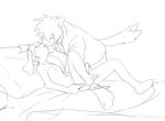  age_difference anthro barefoot bed black_and_white blush canine clothed clothing cub digital_drawing_(artwork) digital_media_(artwork) dog duo erection eyes_closed jockstrap kissing leaning leaning_forward male male/male mammal manmosu_marimo monochrome nipples on_bed one_leg_up partially_retracted_foreskin penis pillow reclining sitting size_difference uncut underwear undressing young 