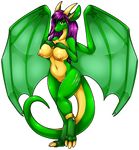  2015 anthro breasts claws dragon female hair horn madamsquiggles nipples nude solo wings 