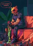  armor blood boots clothing english_text feline footwear glass gloves gore gun guts hotline_miami hotline_miami_2:_wrong_number human intestines mammal mask phone ranged_weapon ryebeer spiked_knuckles stylized text tiger tony_(hotline_miami) vest weapon 