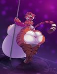  areola belly big_belly big_breasts big_butt breasts butt canine chubby clothed clothing dingoringo30 ear_piercing feline female huge_breasts huge_butt hyper kung_fu_panda mammal master_tigress obese overweight piercing pole skimpy stripper stripper_pole tiger 