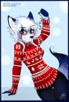  canine christmas clothing female holidays mammal mistletoe plant solapi_(artist) solo sweater wolf 