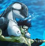  anthro black_hair breasts cetacean eyes_wide female hair hattonslayden holding human human_on_anthro interspecies larger_female male male/female mammal marine nude orca sea size_difference snorkel spread_arms surprise swimmer swimming underwater water webbed_hands whale 