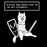  animal_genitalia canine canine_pussy dog female lesser_dog mammal melee_weapon pussy shield solo sword undertale unknown_artist weapon 