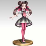  1girl ascot brown_hair dress gonzarez gym_leader hair_ornament hand_on_hip long_hair mary_janes open_mouth pantyhose pokemon pokemon_oras red_eyes super_smash_bros. tsutsuji_(pokemon) twintails 