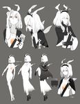  character_sheet clothes_removed dress gloves hair_ornament hair_ornament_removed hairband hand_in_hair hand_on_own_face high_heels highres kantai_collection margaret_(siirakannu) multiple_views orange_eyes original shawl shinkaisei-kan siirakannu sketch sweatdrop white_dress white_hair white_skin wings 