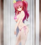  ass bikini blush breasts hair_between_eyes highres large_breasts pink_eyes pink_hair rakudai_kishi_no_cavalry screencap solo stella_vermillion stitched swimsuit third-party_edit twintails 