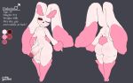  2018 alternate_color anthro balls big_balls big_butt big_penis blush butt english_text erection eyelashes floppy_ears front_view fur gcfmug hand_on_hip hi_res lagomorph long_ears looking_at_viewer lopunny male mammal model_sheet multicolored_fur nintendo nude one_eye_closed penis pink_fur pok&eacute;mon pok&eacute;mon_(species) rear_view red_eyes red_sclera simple_background smile solo standing text thick_thighs two_tone_fur uncut video_games white_fur wide_hips wink 