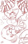  anthro big_breasts breasts chalo cheerleader chest_tuft eyes_closed facial_markings feline female fur hair huge_breasts las_lindas long_hair mammal markings monochrome open_mouth sketch smile solo stripes tiger tiggs tuft 