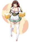  alcohol ayato beer breasts dirndl german_clothes glasses hair_ribbon large_breasts oktoberfest ribbon thighhighs 