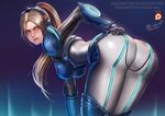  ass badcompzero bent_over blonde_hair bodysuit breasts brown_eyes large_breasts long_hair looking_back nova_(starcraft) ponytail solo starcraft thighs 