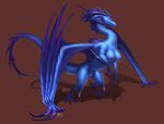  2015 blacktalons breasts claws digitigrade dragon featureless_crotch female feral horn long_neck nipples semi-anthro simple_background wings 