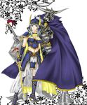 1boy 1girl armor boots breasts cape cleavage couple digifork dissidia_final_fantasy female final_fantasy final_fantasy_i garland_(ff1) genderswap gloves grey_hair helmet high_heels long_hair male midriff navel shoes sword warrior_of_light weapon 
