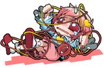  @_@ chibi emu_(toran) entangled eyes hairband heart komeiji_satori pink_eyes pink_hair short_hair solo sweatdrop third_eye touhou 