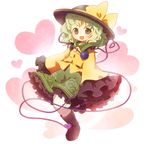  chaba_(hortensia) green_eyes green_hair hat heart heart_of_string komeiji_koishi short_hair solo touhou 