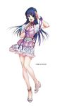  aqua_eyes belt blue_hair choujikuu_yousai_macross dress fever_macross legs long_hair lynn_minmay macross macross:_the_first microphone mikimoto_haruhiko official_art simple_background skirt solo 