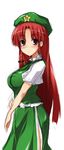  hat highres hong_meiling long_hair morino_harifu red_hair sketch solo touhou very_long_hair 