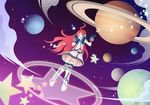  ahoge bad_id bad_pixiv_id boots gloves headset kneehighs kuromaro long_hair planet red_eyes red_hair robot_joints sf-a2_miki socks solo star striped striped_legwear very_long_hair vocaloid 