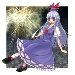  blue_hair horns kamishirasawa_keine long_hair red_eyes solo touhou umigarasu_(kitsune1963) 