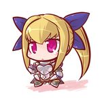  ar_tonelico ar_tonelico_iii armor blonde_hair blush chibi darui_hito hair_ribbon long_hair pink_eyes ponytail ribbon sakia-rumei simple_background solo 