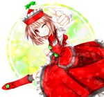  foreshortening grin hat kazetto lyrica_prismriver one_eye_closed pointing red_eyes smile solo touhou 